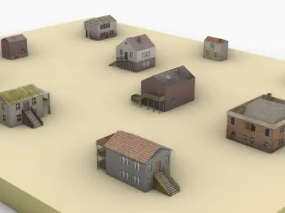 10 house ideas Low-poly 3D model