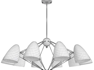 JLYLITE 10 Light Sputnik Chandelier Black Low-poly 3D model
