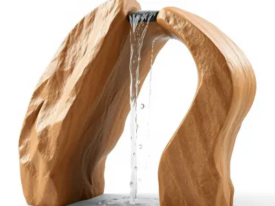 Natural Stone Waterfall Sculpture Model Pack Low-poly 3D model