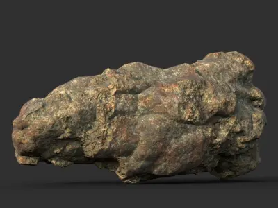 Low poly Damaged Granite Rock 200101 Low-poly 3D model
