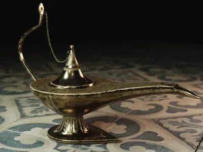 Aladdin Lamp Lowpoly PBR Low-poly 3D model