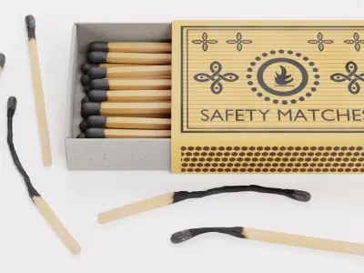 Matchbox with Matches V1 - Unlit and Burned - Custom Design 3D model