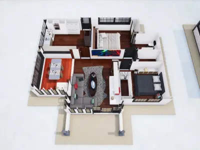 2 Small 2 bedroomed houses Low-poly 3D model