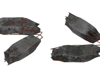 Broken Concrete Pillars Pack Low-poly 3D model