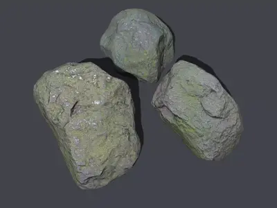Mossy Stones Low-poly 3D model