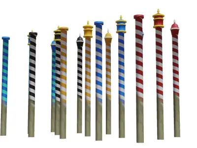 Venitian Poles - Pali Da Casada - Low poly PBR Low-poly 3D model