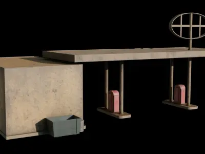 Gas station Free low-poly 3D model