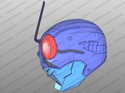 Kamen Rider The First helmet paper papekura Low-poly 3D model