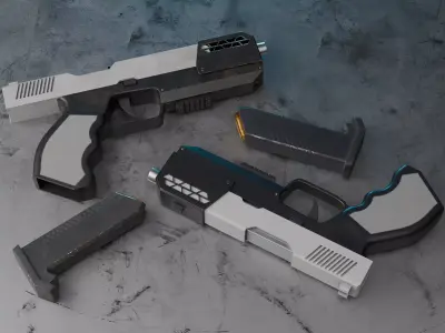 Modern Sci-fi Pistol Low-poly 3D model purchase