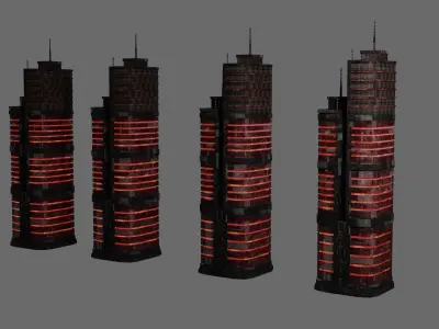 SciFi Cyberpunk Building 03 Low-poly 3D model
