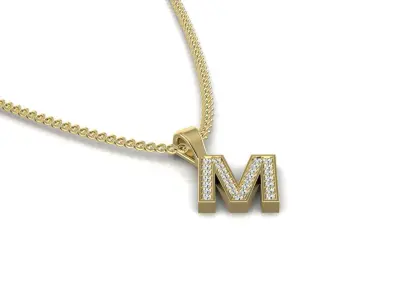 Pendant M with letter 3D print model