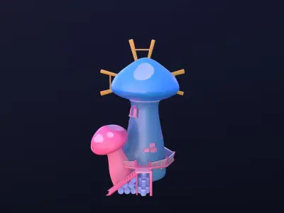 Asset - Cartoons - Background- Windmill - Hight Poly Low-poly 3D model