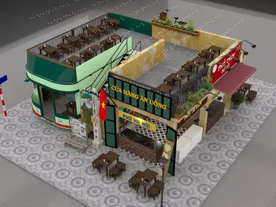 Bus retaurant classic 3D model