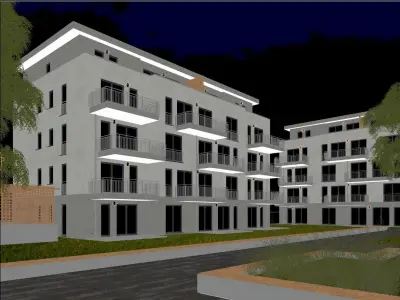 GERMAN HOUSE 1 - NIGHT Low-poly 3D model