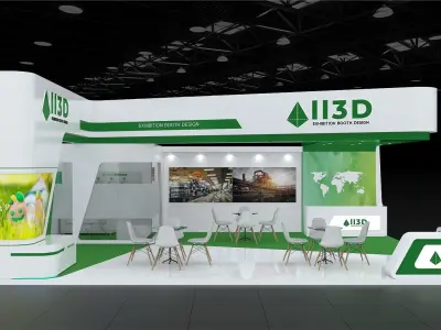 Exhibition Stand Stall Two Side Open 9X7 3D model