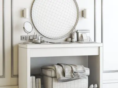 MALM Dressing Table with LANGESUND Mirror  3D model