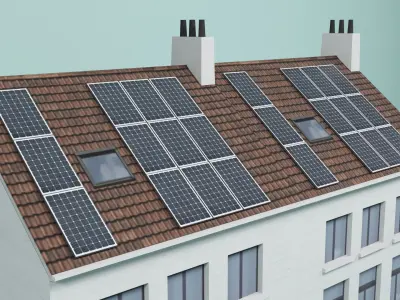 Solar installation building 1 Low-poly 3D model