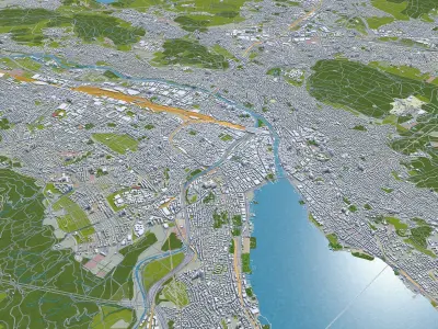 Zurich City Switzerland Low-poly 3D model