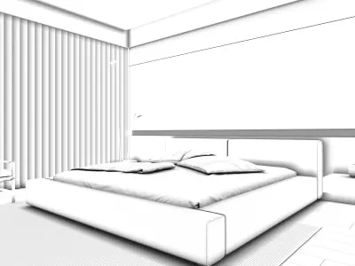 Modern Minimalist Style Bedroom 3D Scene Model 3D model