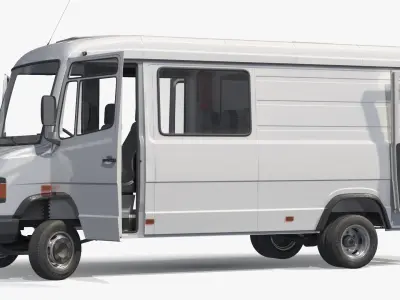  Multi Purpose Commercial Transport Van White Rigged for Maya 