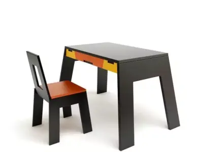Children Chair And Table 3D model