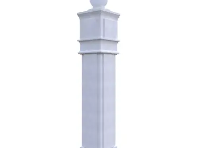 Architectural Stone Pillar Bollard Low Poly PBR 3D Asset Low-poly 3D model