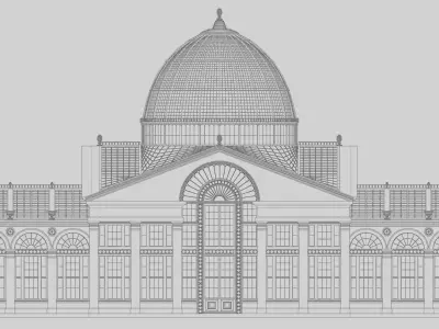 Greenhouse ornate building with glass roof 3D model