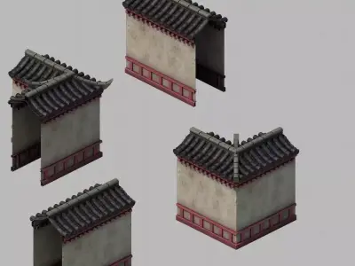 Game Building - the main city wall 01 3D model