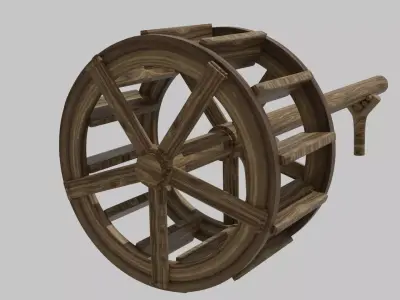 Water wheel Wooden oldstyle Free 3D model