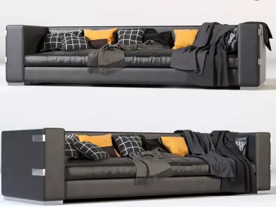 SOFA Black Leather Model 3D model