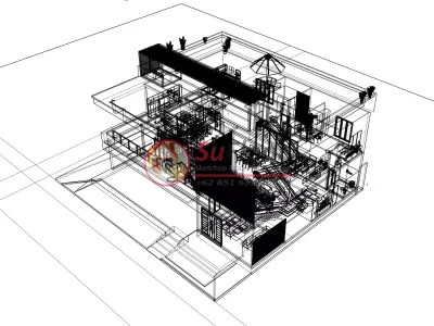 House 20x20m code 585 - Sketchup 3D model 3D model 3D model