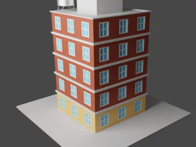 American-style building Low-poly 3D model
