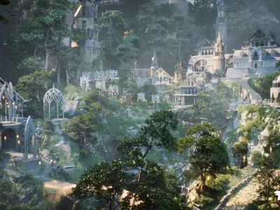 Elvish City in Forest Environment Megapack Low-poly 3D model