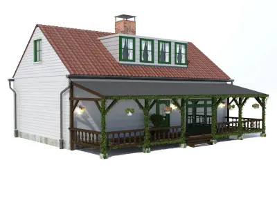 House with front porch  3D model