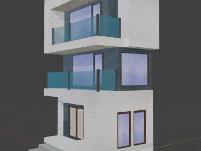 Modular Apartment Building Game Ready Asset Low-poly 3D model