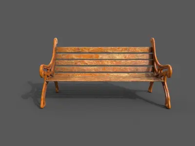 Old Street Bench Low-poly 3D model