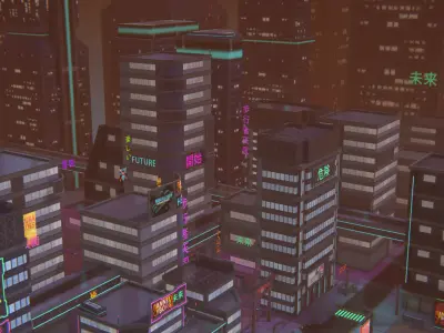 Future mobile city Low-poly 3D model
