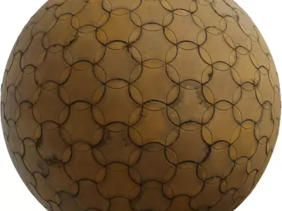 Interlocking Circle Pavers with Weeds Texture