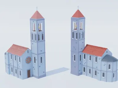 14 Pack Italian Buildings Low-Poly Low-poly 3D model