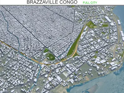 Brazzaville Congo 20km Low-poly 3D model