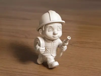 Cartoon Firefighter 3D Printable 3D print model