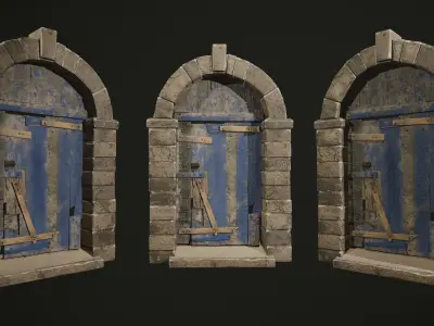 old gate Low-poly 3D model