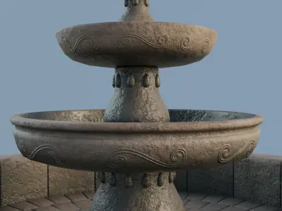 Stone Fountain Low-poly 3D model