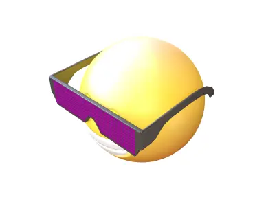 Beaming Face With Future Technology Glasses v2 003 Low-poly 3D model