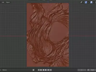 Organic Waves Relief Panel Wall Decor Set STL Mural CNC 372 3D model