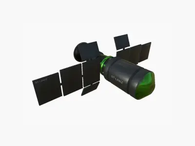 Satellite A01 Green - SciFi Space Design Low-poly 3D model