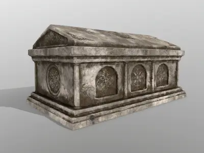 tomb 3 stone casket Low-poly 3D model