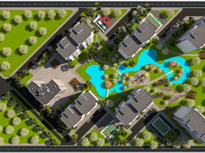 Modern Apartment Complex 3D Model Low-poly 3D model