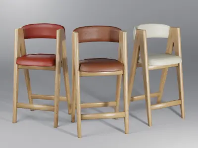 Wooden Bar Stool - Wooden Chair - Low Poly -  Game Ready - PBR Low-poly 3D model