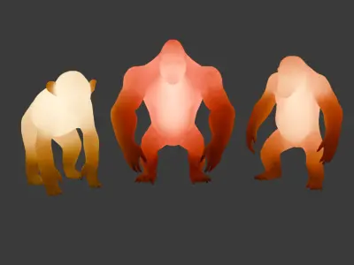 Indirect lighting of large monkeys Low-poly 3D model